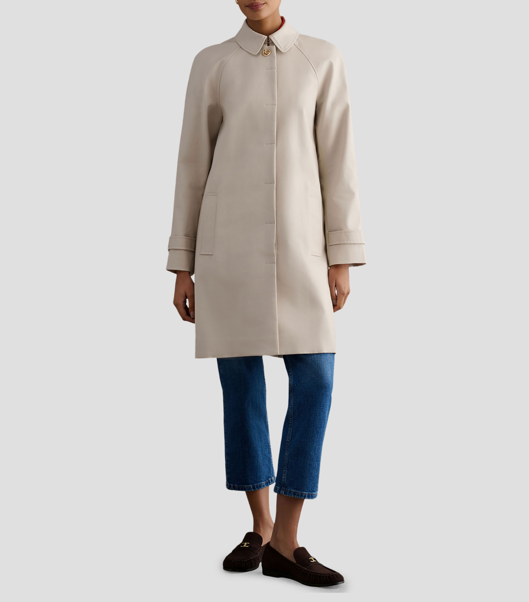 Gabardina larga con botones Mujer